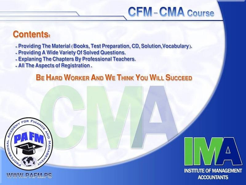 CMA Course, الضفة » رام الله والبيره